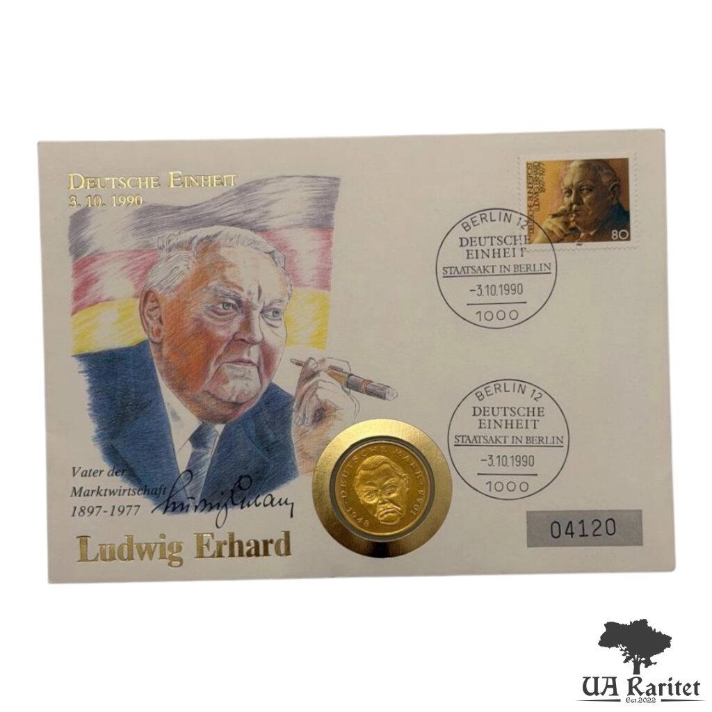 Набір 2 марки F 1989 р. КПД Набір 2 марки F 1989 р. КПД Ludwig Erhard – Vater des Wirtschaftswunders / Батько економічного дива Німеччина 🇩🇪 — фото 2