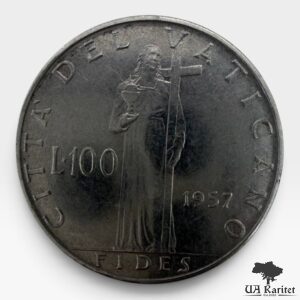 100 лір 1957 р. Папа: PIVS·XII·P·M· AN·XIX – Пій XII, 19-й рік понтифікату Ватикан 🇻🇦 — фото 2
