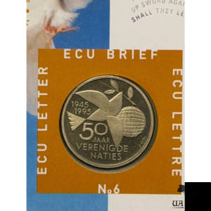 Набір 1 ECU 1995 р. КПД 50-річчя ООН Нідерланди 🇳🇱 — фото 4