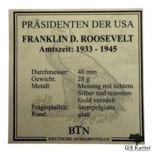 Медаль FRANKLIN D. ROOSEVEL США 🇺🇸 — фото 3
