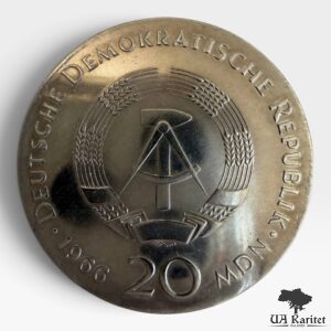 20 марок 1966 р. НДР 250-та річниця – Смерть Готфріда Вільгельма Лейбніца Німеччина 🇩🇪 — фото 2