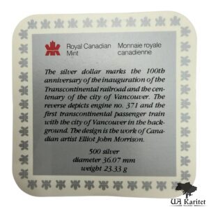 1 долар  1986 р. 100-річчя Ванкувера Канада 🇨🇦 — фото 4